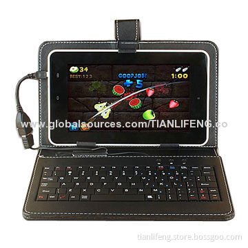 Fashionable Leather Case for 7-inch Pad, with Keyboard and Stand